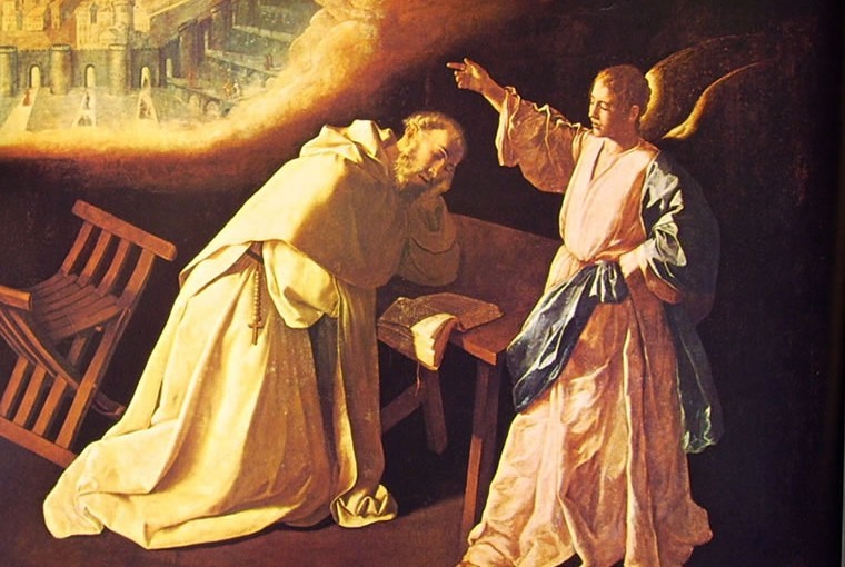 Francisco Zurbarán: Dipinti per la Merced Calzada a Siviglia: Sopra - Visione della Gerusalemme celeste - cm. 179 x 223, Madrid, Prado.